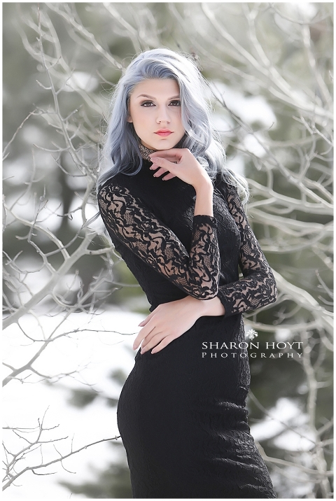 senior picture in the snow